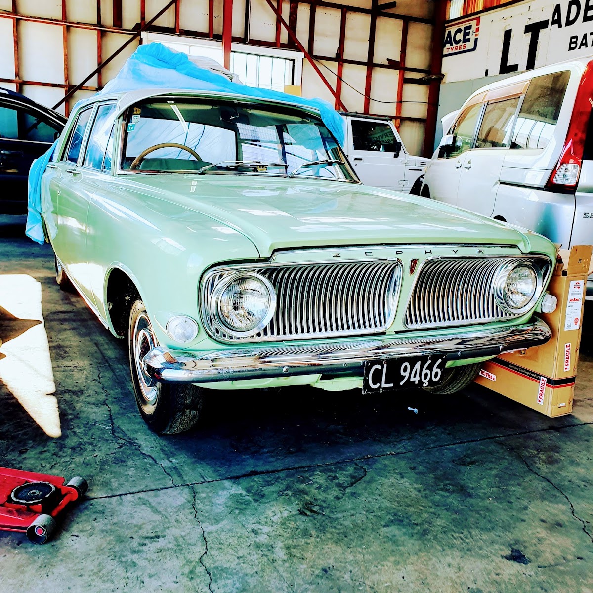 Classic Ford Zephyr in for work at The Mechanic